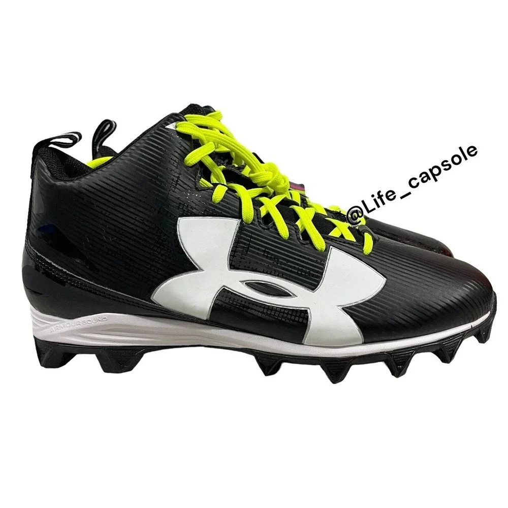 Size 13 Under Armour Crusher RM Black Football Cleats‎ Multi Color Laces Custom
